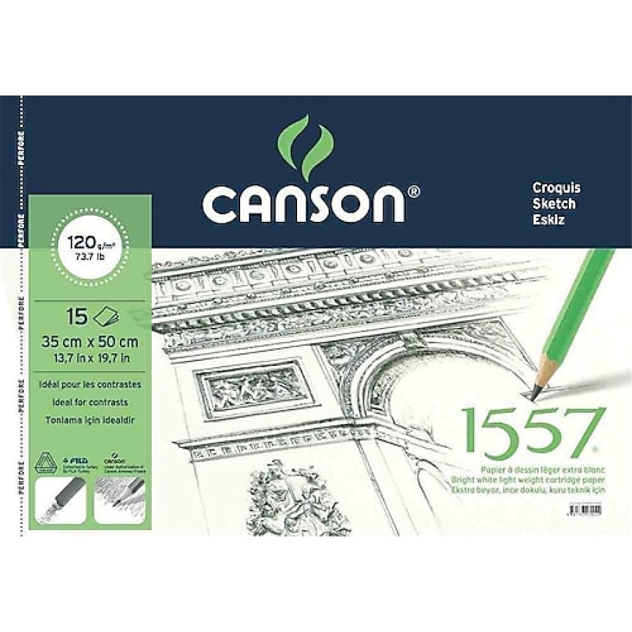 Canson Resim Ve Çizim Blok 180 Gr 35x50 15 Yp Resim Defteri